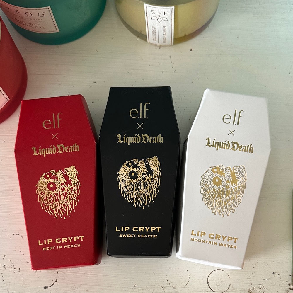 Liquid Death X elf boxes